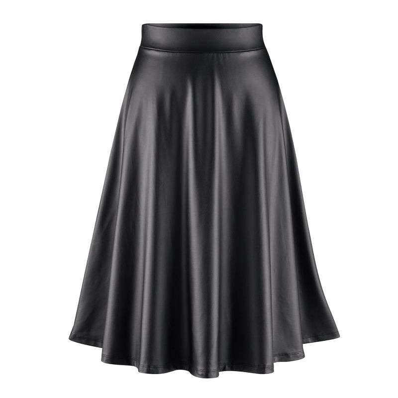 Collections Etc Stylish Faux Leather Full Sweep Comfortable Skirt, 1 of 5