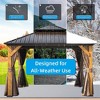 DOMETOUR 12'x12' Hardtop Cedar Gazebo with Galvanized Steel Roof, Curtains & Netting for Patio, Backyard, Lawn (Brown) - 3 of 4