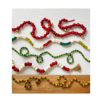 Festive Multicolor Wool Felt Ribbon Garland, 72 Inches