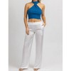 Women's SATIN WIDE LEG PANT - OLIVACEOUS - 4 of 4