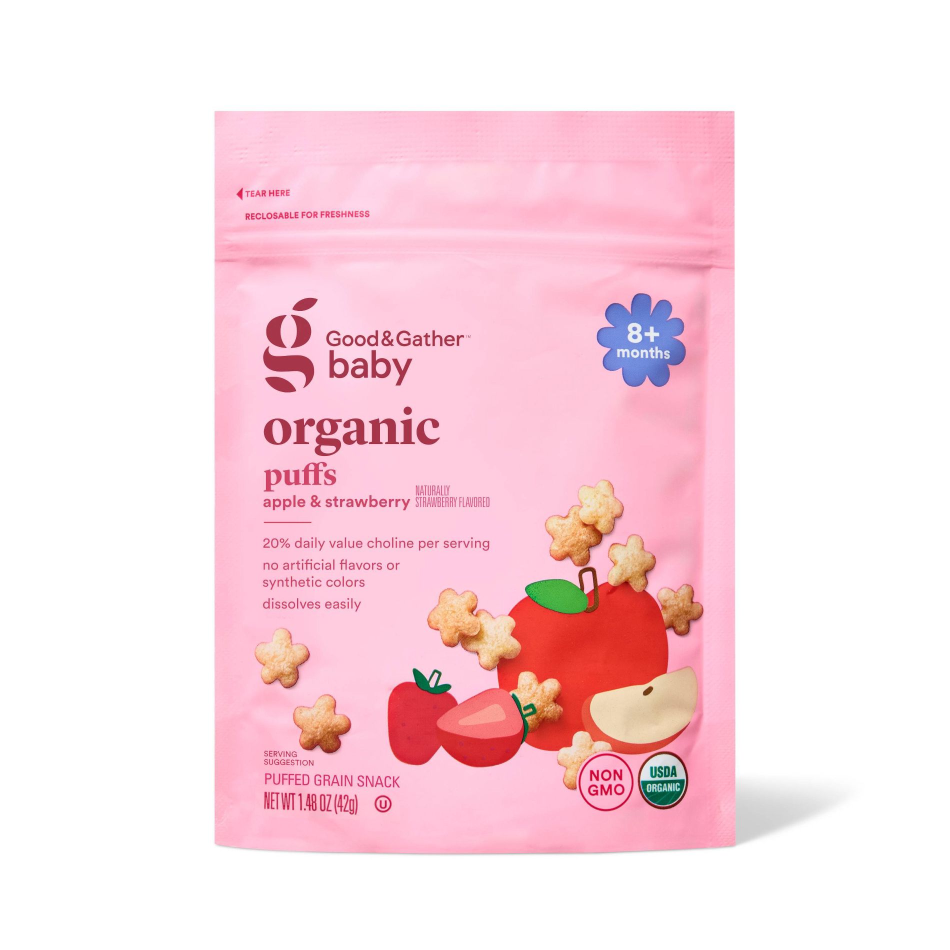 Organic Puffs Baby Snacks - Apple Strawberry - 1.48oz - Good & Gather™