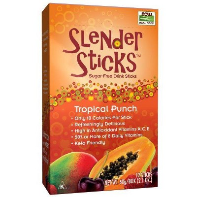 Tropical Punch with Fiber Sugar Free Drink Sticks by Now Foods  -  12 (1.7 oz ea) Sticks