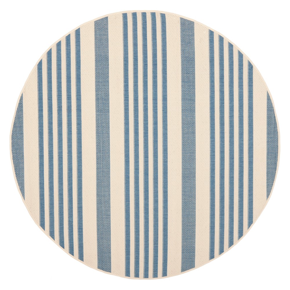 6'7in Santorini Round Outdoor Rug Beige/Blue - Safavieh