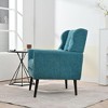 Gulches Modern Chenille Accent Chair - Mid-Century Upholstered Lounge Armchair with Foam Filling & Lumbar Pillow, Wood Legs, 275lbs - 2 of 4
