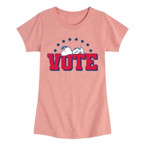 Girls' - Peanuts - Vote Snoopy Fitted Short Sleeve Graphic T-Shirt - 1 of 4