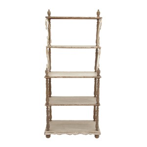 75" x 32" Farmhouse Wood Shelving Unit Off White - Olivia & May: 5-Tier Storage Bookcase - 1 of 4
