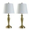2 Table Lamps and 1 Floor Lamp Antique Brass with White Hardback Shades - StyleCraft: UL Listed, Metal Body, Linen Shade, 3-Way Switch - 3 of 3
