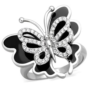 Slickblue Butterfly Ring for Women, Stainless Steel, Polished Finish, Clear Synthetic Crystal Accent, size 5–10 - 1 of 4