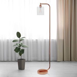 Antique Style Industrial Iron Lantern Floor Lamp with Glass Shade - Simple Designs - 1 of 4