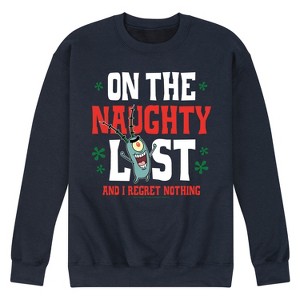 Men's - SpongeBob SquarePants - Plankton Naughty List Graphic Fleece Sweatshirt - 1 of 4