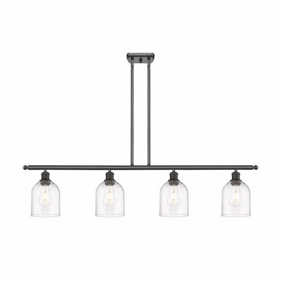 Bella - 4 Light Stem Hung Island In Industrial Style-10 Inches Tall and 48 Inches Wide