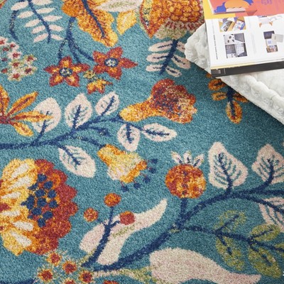 Allur Turquoise Multicolor Floral Synthetic 5' x 7' Area Rug
