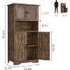 Acekool 54" Farmhouse Bathroom Cabinet with Glass Doors, Adjustable Shelves & Freestanding Storage – Pantry for Kitchen, Living & Dining Room - 2 of 4
