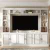 Mid-Century Entertainment Center Wall Unit with Bridge for 70" TV,97.4"W Media Console with Adjustable Shelf and Storage Cabinets-Baofuwish - 2 of 4