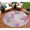 Pink And Silver Abstract Washable Indoor Outdoor Area Rug - 2 of 4