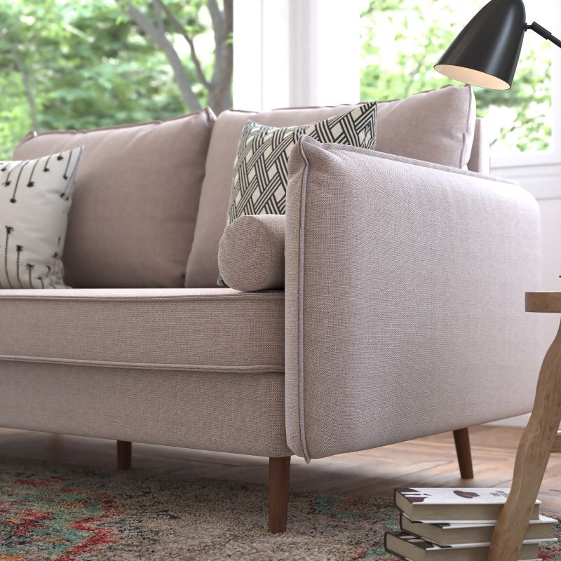 Emma and Oliver Upholstered Mid-Century Modern Pocket Spring Sofa with Wooden Legs and Removable Back Cushions, 5 of 12