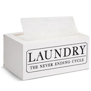 Farmlyn Creek Dryer Sheet Holder for Laundry Room Organization, Farmhouse-Style Decor, Dryer Sheet Box Cover, Holds 120 Sheets, White, 8x5x4 In - 1 of 4