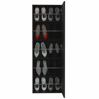 Leto Black Wengue Wall Mounted Shoe Rack with Mirror