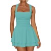 Clotth Elegant Women's Square Neck Ruffle Hem Mini Dress Ruched Waist Short Party Dresses - 2 of 4