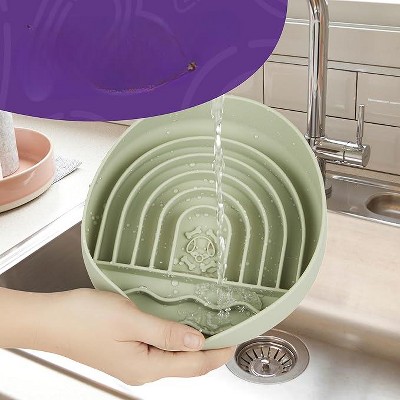 Green Silicone Slow Feeder Dog Bowl Set with Lick Mat