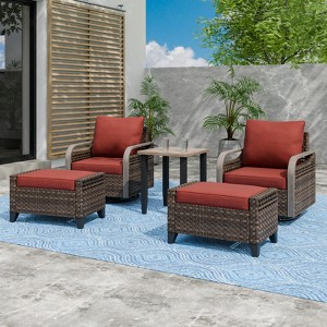 EAGLE PEAK Bistro Table and Chairs, Outdoor Bistro Set, Wicker Swivel Rocking Chairs and Table - 1 of 4