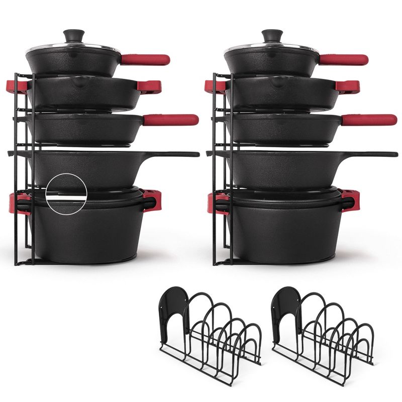 Cuisinel Pan Organizer - 2-PACK of Silicone-Coated Non-Slip 15" Heavy Duty Skillet Rack, 2 of 5