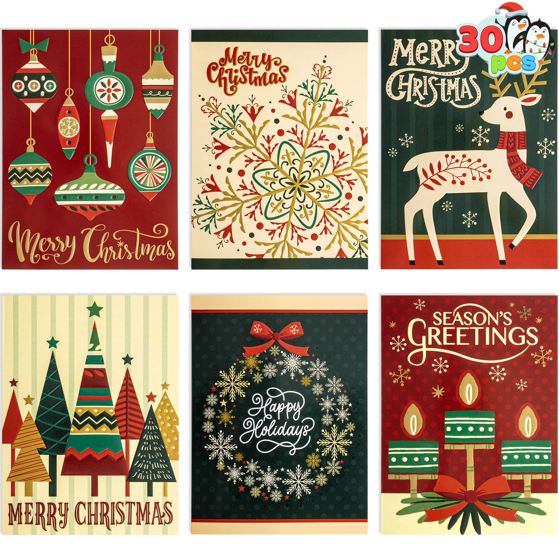 Joyfy Christmas Cards – Festive Holiday Greeting Cards with Envelopes