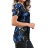 Nlife Womens Puff Short Sleeve Hawaiian Shirts Floral Tropic Printed Pleated V Neck Summer Casual T-Shirt Trendy Boho Blouses Tops - 4 of 4