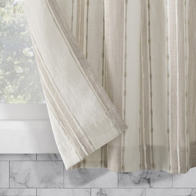 Linen and White Cotton Sheer Kitchen Window Tier Curtains, 52" x 36"