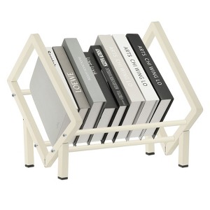 Unique Bargains Stainless Steel Magazine CD Storage Desk Decorative Bookshelf - 1 of 4