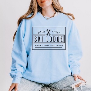Simply Sage Market Women's Lightweight Garment Dyed Graphic Sweatshirt Alpine Valley Ski Lodge - 1 of 4