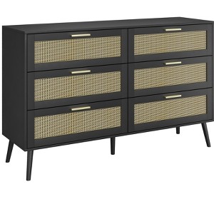 NicBex 47.20"L Gold Handles Rattan Dresser for Bedroom with 6 Drawers - 1 of 4