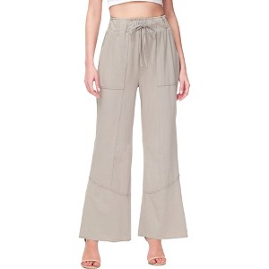 Anna-Kaci Women's High Waist Drawstring Wide Leg Long Pants Casual Loose Soft Pants with Pockets - 1 of 4