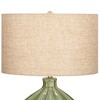 360 Lighting Mid Century Modern Accent Table Lamp with Dimmer 20 1/2" High Green Ribbed Ceramic Oatmeal Drum Shade for Bedroom Living Room - 4 of 4
