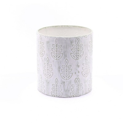 Elegant White and Sage Metal Leaf Embossed Planter Set with Stand