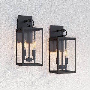 Ferris 2pk Outdoor Metal Lantern Wall Light - Nathan James Black - 1 of 4