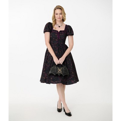 Unique Vintage Women's Button Front Swing Dress