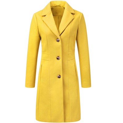 INSPIRE CHIC Women's Single Breasted Notched Lapel Long Winter Coats