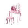 Kids Vanity Set with Touch Lighted Mirror, Pretend Play Girls Vanity Table and Chair Set with Mirror, Stool, and Wood Makeup Playset - 2 of 4
