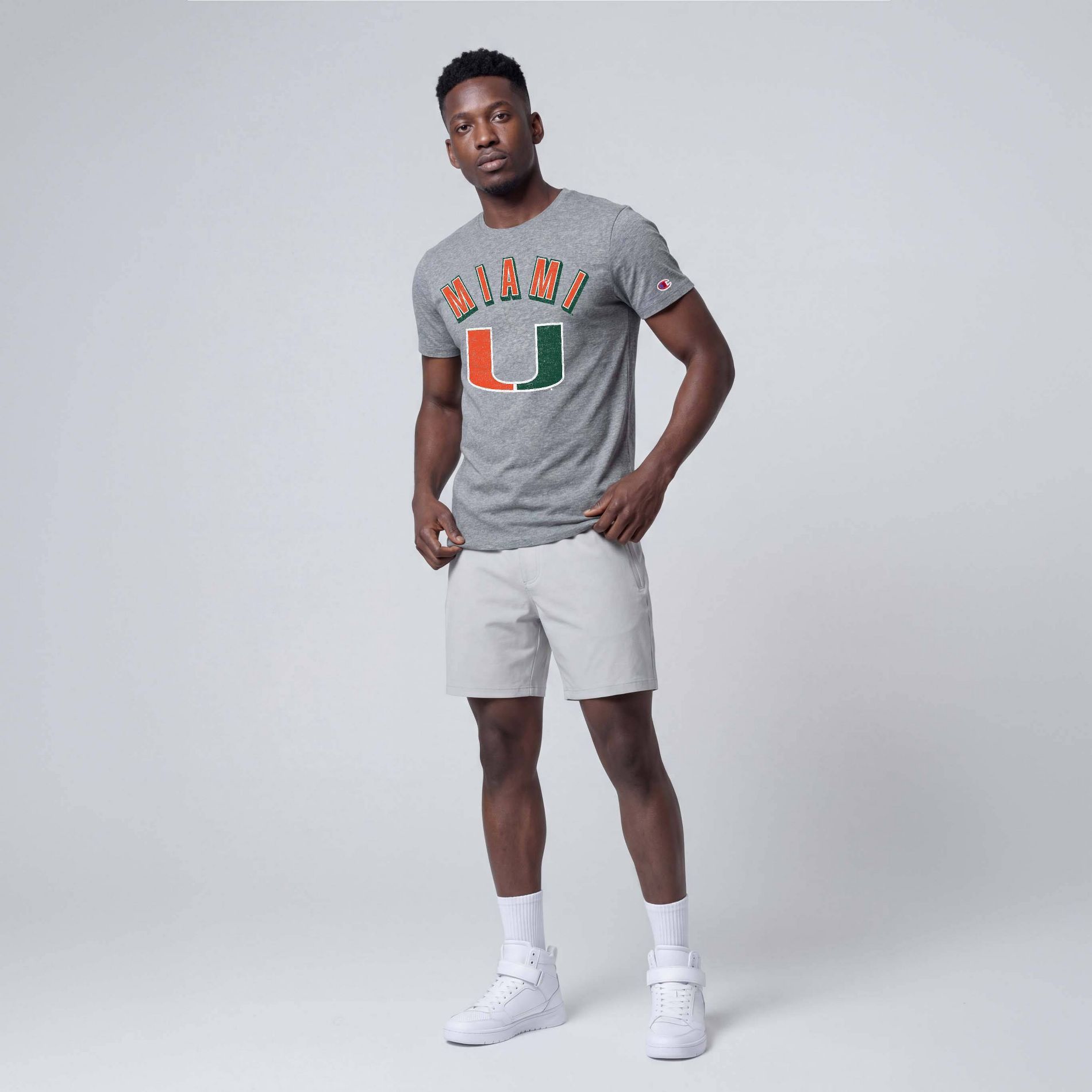 NCAA Miami Hurricanes Men's Champion Gray Short Sleeve T-Shirt