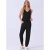 cheibear Women's Fluffy Fleece Thick Plush Sleeveless Cami Joggers 2 Piece Pajama Set - 2 of 4