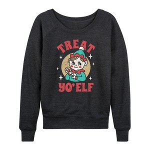 Women's - Instant Message - Treat Yo Elf Christmas Lightweight French Terry Slouchy - 1 of 4