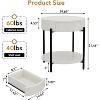 Homhougo Round End Table Farmhouse Side Table with Drawer Wood Circle End Tables Small Bedside Table Metal Frame Nightstand, Easy Assembly, White - 2 of 4