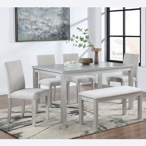 5-Piece Dining Set with Wooden Kitchen Table, 4 Chairs and a Bench - 1 of 4