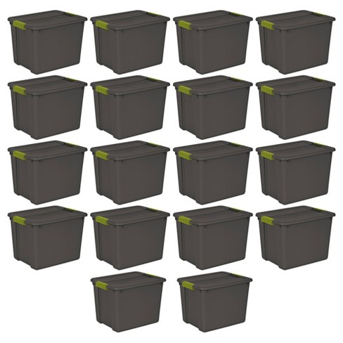 Sterilite 18-Pack Large 18-Gallons (72-Quart) Flat Gray Heavy Duty Tote  with Latching Lid in the Plastic Storage Containers department at