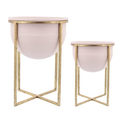 Set of 2 Metal Planters with Stand - Sagebrook Home