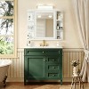 Spassway 24"H*31"W White Medicine Cabinet with Adjustable Shelves Wall Mounted Bathroom Storage Cabinet with Mirror - 3 of 4