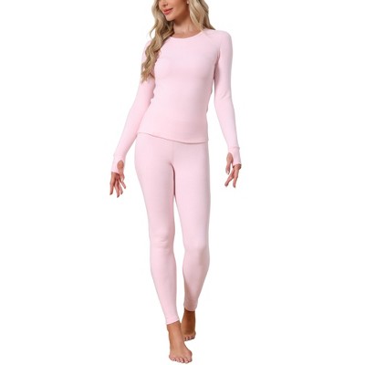 INSPIRE CHIC Women's Thermal Underwear Sets Thumbholes Long Sleeve with Leggings Winter Cold Base Layer Pajamas Set