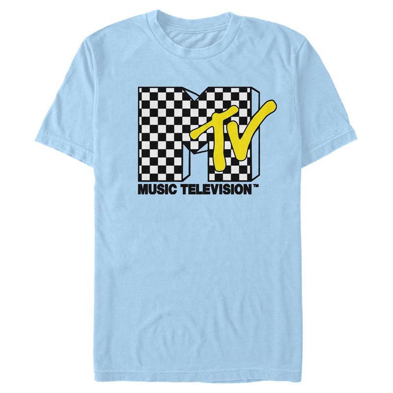 Men's MTV Checker Black and White Logo T-Shirt, 1 of 4