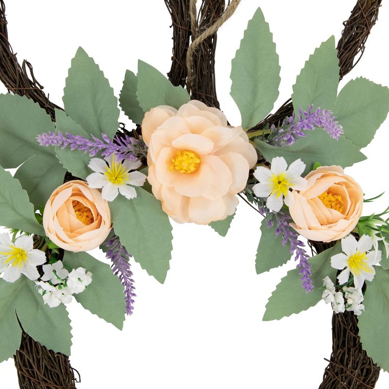 Northlight 15" Bunny Ears Floral Easter  Twig Wreath, 4 of 6